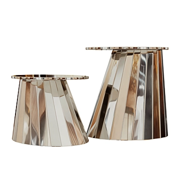 Luxury Nickel Mirror Coffee Table 3D model image 1 