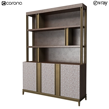 Modern Metal Shelving Unit 3D model image 1 