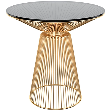 Elegant Gold Glass Side Table 3D model image 1 