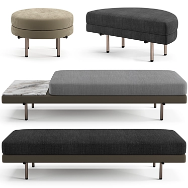 Minotti Torii bench, ottoman set