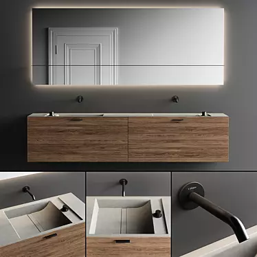 Grate 03 Vanity: Elegant Wood Unit 3D model image 1 