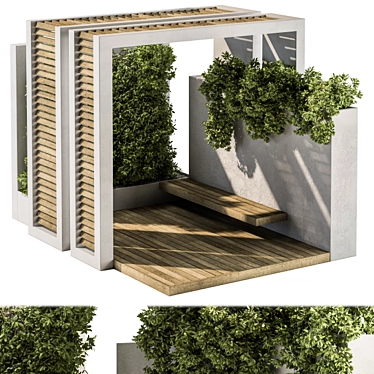 Outdoor Oasis: Bench & Plant Set 3D model image 1 