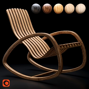 ErgoGloosh Sculpted Oak Rocker 3D model image 1 