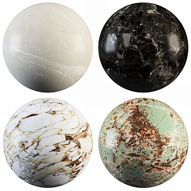 Marble Collection: Arabescato Oro, Gray, Shadow Black & Green Amazonit 3D model image 1 