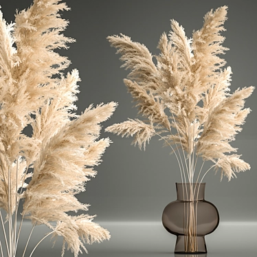 Elegant White Pampas Grass Bouquet 3D model image 1 