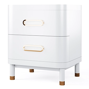 Gold and White Kids Arlo Nightstand 3D model image 1 