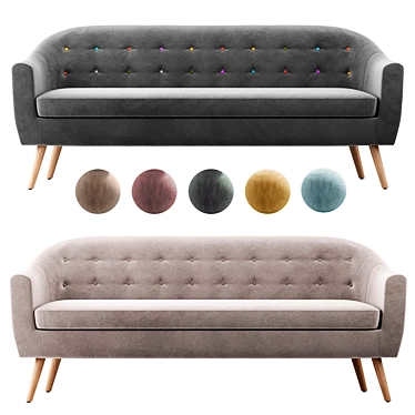 Elegant Florence 3-Seater Sofa 3D model image 1 