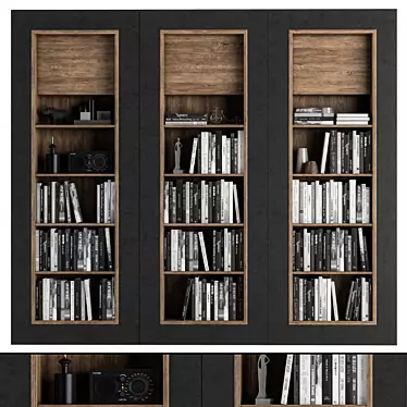 Black and Wood Library Set 3D model image 1 