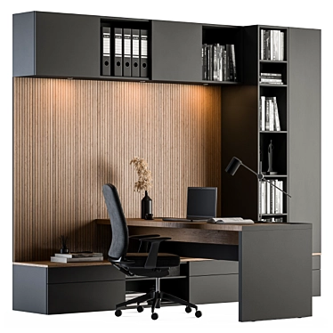 L-Desk Manager Set 35: Stylish Office Furniture 3D model image 1 