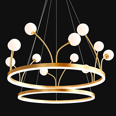 Vintage Brass LED Chandelier 3D model image 1 