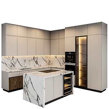 Sleek Kitchenette Set 3D model image 1 