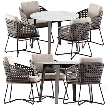 Elegant Rivera Armchair & Ginepro Outdoor Table 3D model image 1 