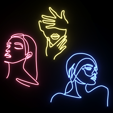 Dynamic Glow: Neon Woman 3D model image 1 