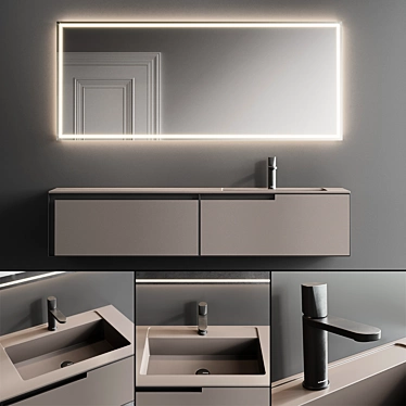 Contemporary Atelier Vanity with Integrated Lighting 3D model image 1 