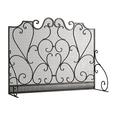 Elegant Iron Fireplace Screen 3D model image 1 