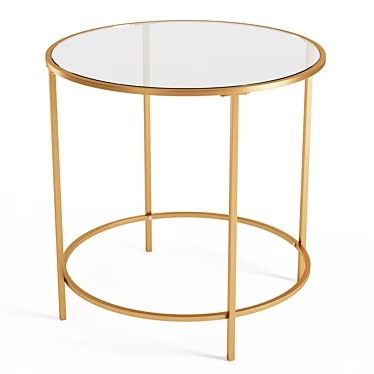 Modern Metal and Glass Side Table 3D model image 1 