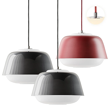 YOKO Pendant Lamp: Elegant Glass and Steel Design 3D model image 1 