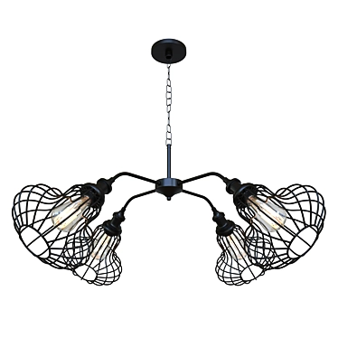 Elegant Black Pendant Chandelier 3D model image 1 