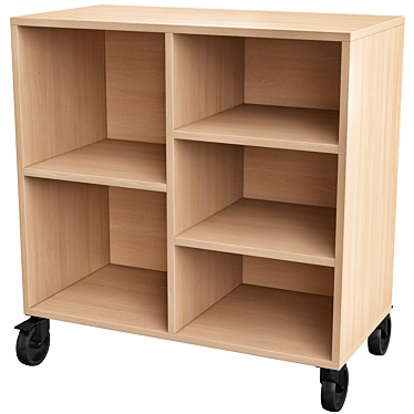 Rustic Oak Rolling Shelving 3D model image 1 