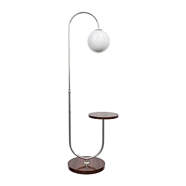 Chrome & Walnut Torcher Floor Lamp 3D model image 1 