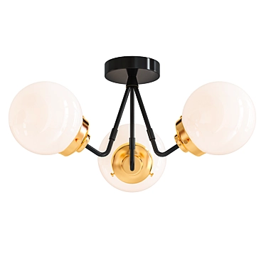 Sleek Black Ceiling Light 3D model image 1 