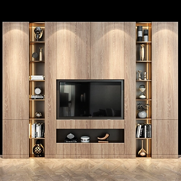 Sleek TV Wall Set 3D model image 1 