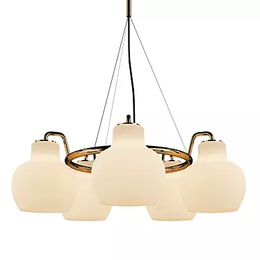 Vilhelm Lauritzen Brass Chandelier 3D model image 1 