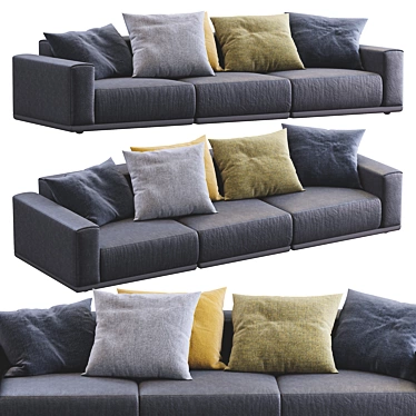 Modern Leather Sofa XYZ 3 3D model image 1 