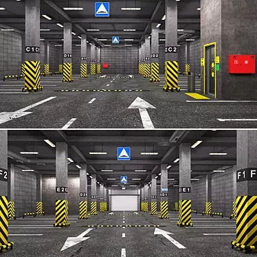 Secure Parking Lot: 24 Spaces 3D model image 1 