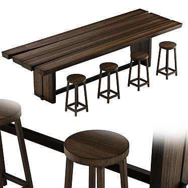 Elegant Oak Dining Set 3D model image 1 