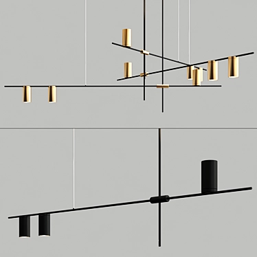 Sleek Swing Lights Chandelier 3D model image 1 