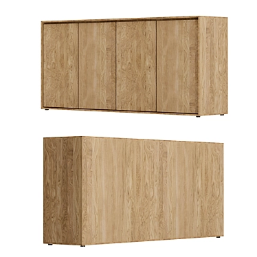 Loft-inspired Plywood Chest of Drawers - 2000x450x911 3D model image 1 