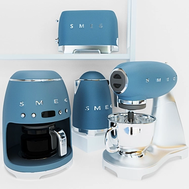 Smeg Blue Kitchen Appliance Set 3D model image 1 