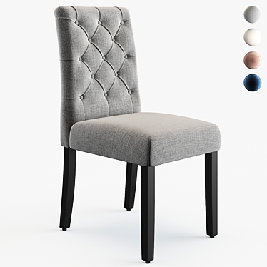 Elegant Grey Tufted Linen Chairs 3D model image 1 