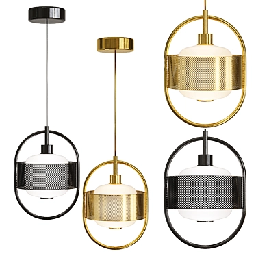 Elegant Pendant Lamps in Black & Gold 3D model image 1 