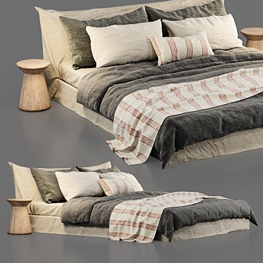 Luxury Linen Bedding Set: Cozy & Chic 3D model image 1 