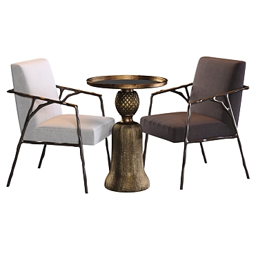 Antico Dining Chair and Fiocchi Table - Elegant Roman-inspired Set 3D model image 1 