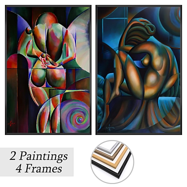 Elegant Wall Art Set with Frame Options 3D model image 1 