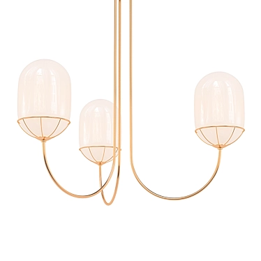 Elegant Carole Chandelier: White & Brass 3D model image 1 