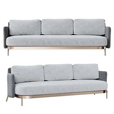 Contemporary Grey Akuta Designer Sofa 3D model image 1 