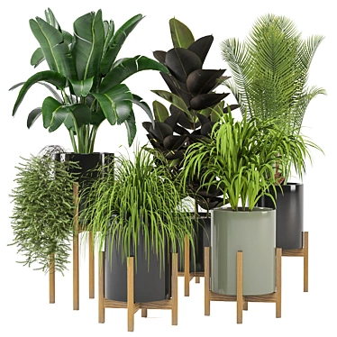  Foliage Finesse: Indoor Plants in Ferm Living Bau Pot 3D model image 1 