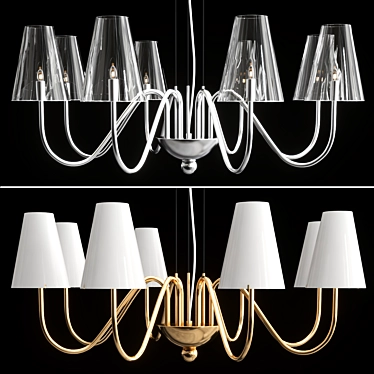 DIAFANO Hanging Chandelier: Elegant Metal and Glass Lighting 3D model image 1 