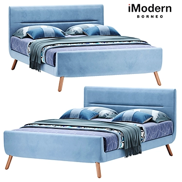 Borneo Blue Bed: Modern Elegance for Restful Nights 3D model image 1 