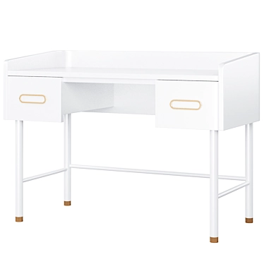 Elegant White and Gold Kids Desk 3D model image 1 