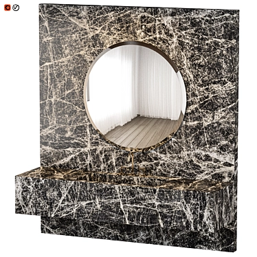 Elegant Black Marble Bath 3D model image 1 