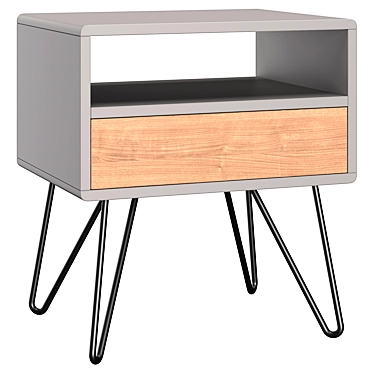 Sleek Grey Oak Bedside Table 3D model image 1 