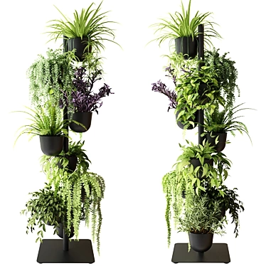 Indoor Plant Rack with Potted Greenery 3D model image 1 