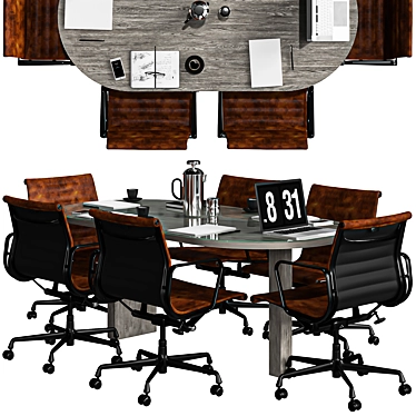 Elegant Oval Conference Table 3D model image 1 