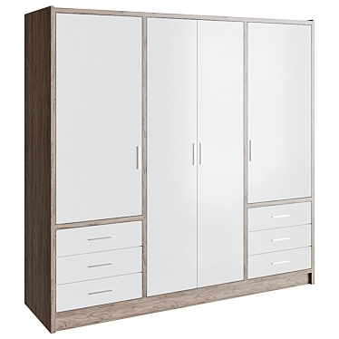 Modern Shoaf 4 Door Wardrobe 3D model image 1 