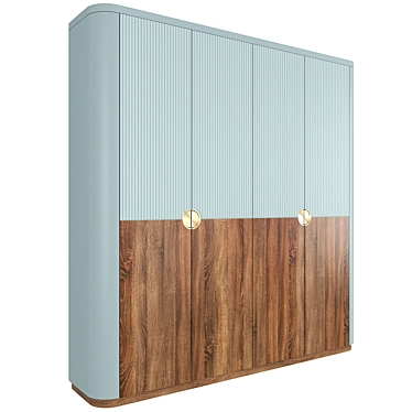 Modern 3-Door Wardrobe 3D model image 1 